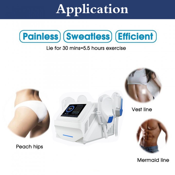 4 Handles Gym Equipment HI-EMT System electromagnetic Waves Body Massage Machine（white）